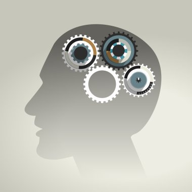 soyut erkeklerin kafa profil. insan beyni kavramı.