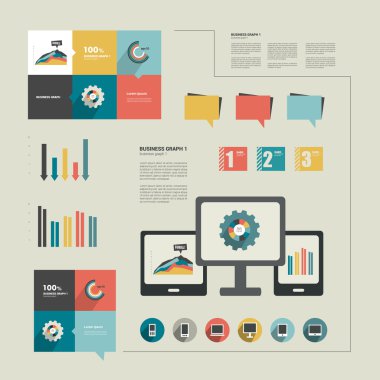 infographics düz tasarım. kataloglar, yıllık raporlar, broşürler, dergi öğeleri.