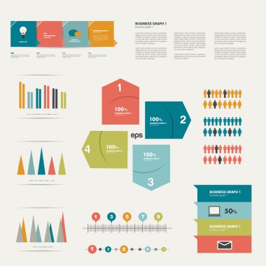 düz infographics öğeleri koleksiyonu.