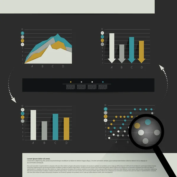 Conjunto de gráficos modernos de negocios. Ejemplo de informe o presentación de diseño de página . — Archivo Imágenes Vectoriales