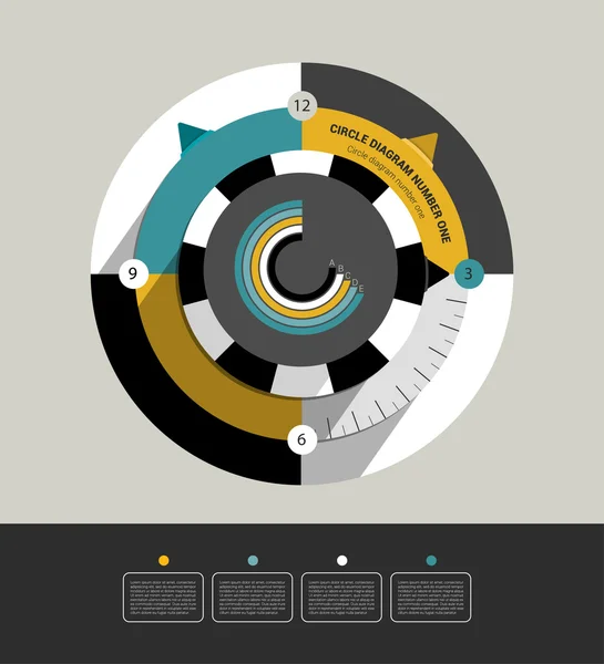 Cercle infographique diagramme. Schéma rond plat moderne pour impression ou page web. Tendance couleur de la marque mise en page . — Image vectorielle