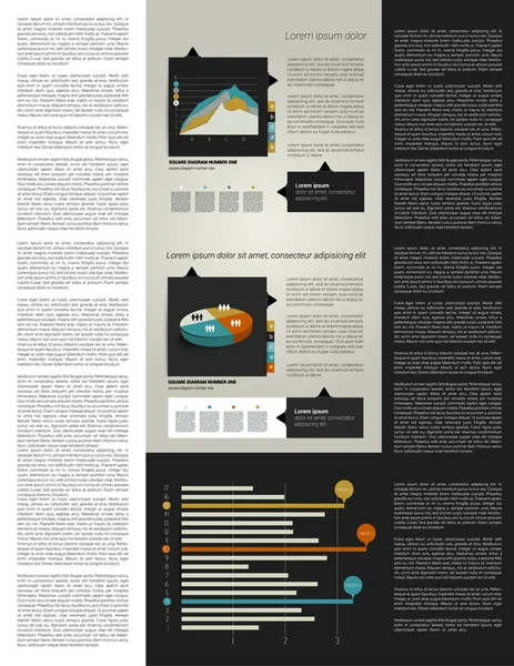 Moderne platte pagina-indeling met tekst en grafiek. webpagina's of afdrukken sjabloon kan worden gebruikt voor jaarlijkse verslag of merk zakelijke communicatie. — Stockvector