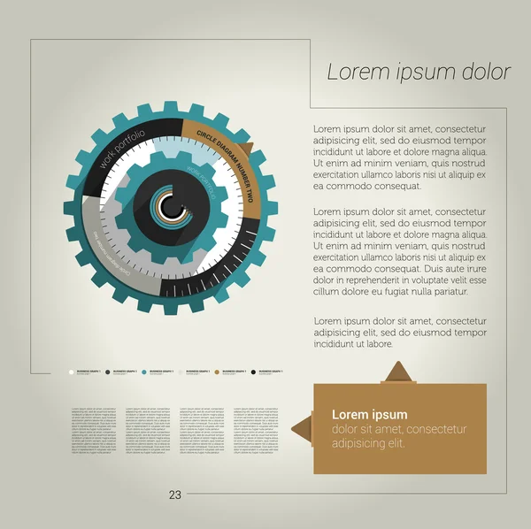 Layout de página plana moderna com texto e gráfico. Página da Web ou modelo de impressão pode ser usado para relatório anual ou comunicação de negócios de marca . — Vetor de Stock