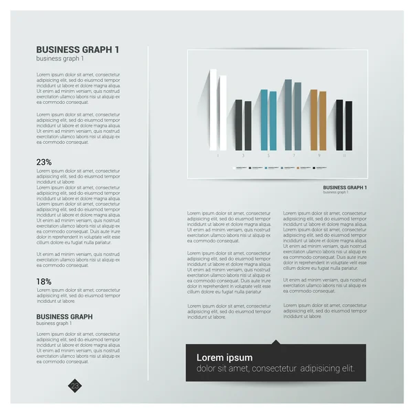 Mise en page plate moderne avec texte et graphique. La page Web ou le modèle imprimé peut être utilisé pour le rapport annuel ou la communication d'entreprise de marque . — Image vectorielle