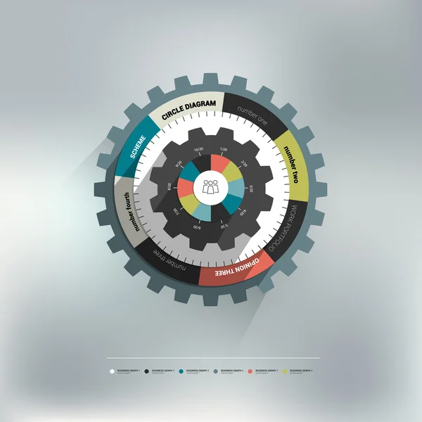 Kugge hjulet cirkel diagram för information grafik. 3D system mall. — Stock vektor