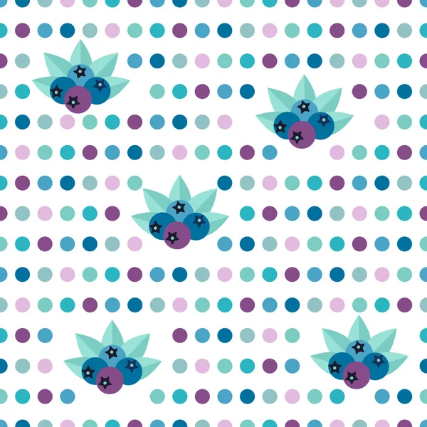 Simply flat polka fruit dot pattern. Bilberries design. Fresh design wall paper in cold color. — Stock Vector