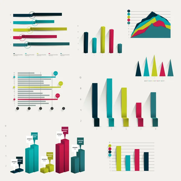 Raccolta di elementi infografici piatti e 3D . — Vettoriale Stock