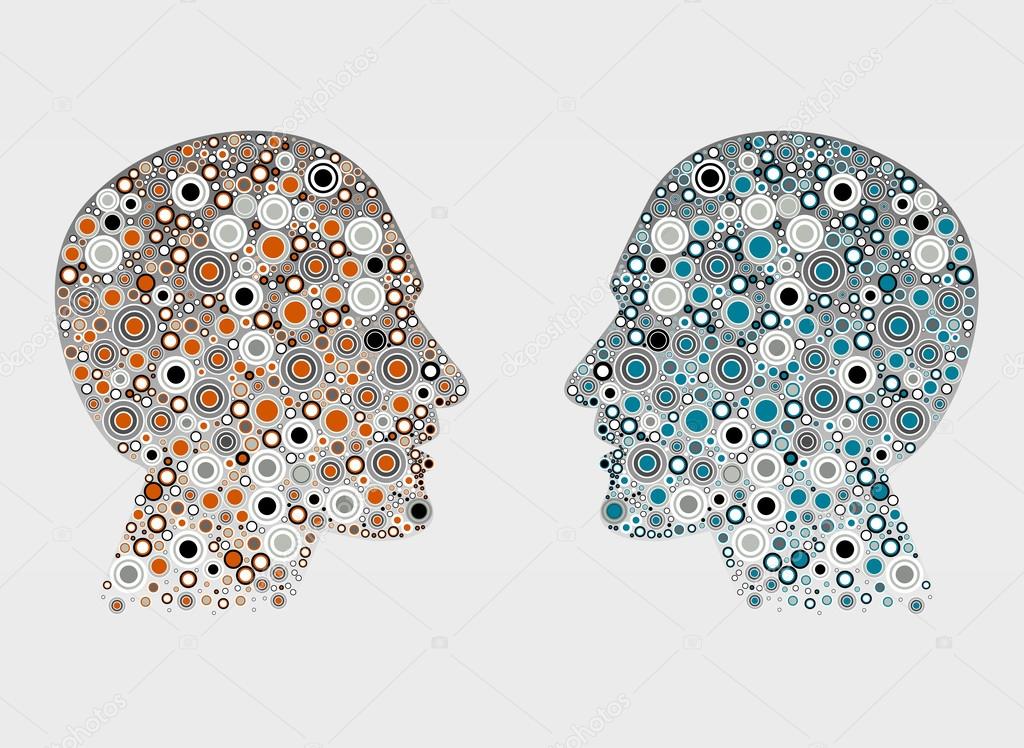 Abstract men profile head. Human brain concept.