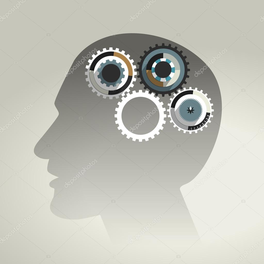 Abstract men profile head. Human brain concept.