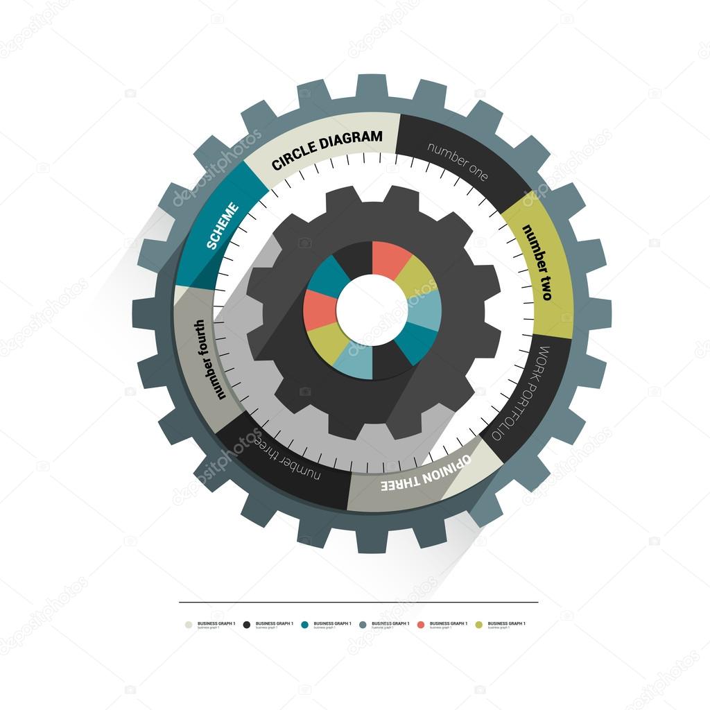 Info graphic circle diagram. Cog wheel.