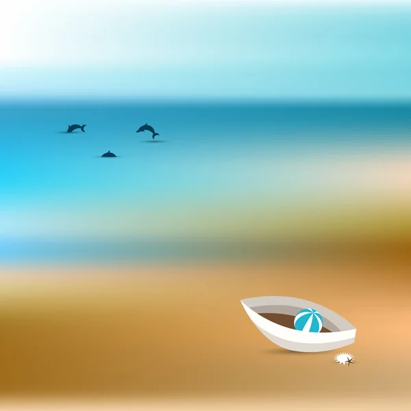夏天的概念。海洋蓝海滩背景。矢量绘画. — 图库矢量图片