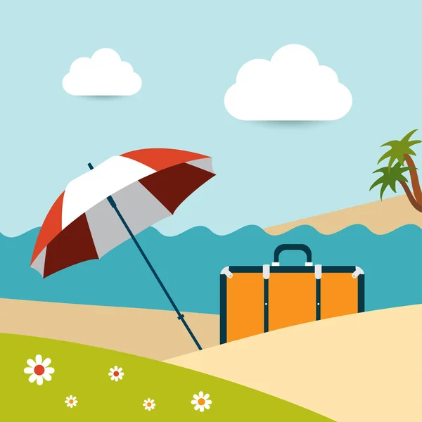 Día de playa soleado de verano. Ilustración vectorial . — Vector de stock