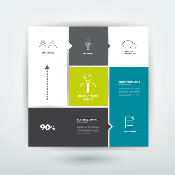 Diagrama de plantilla cuadrada. Pestaña vector plano . — Archivo Imágenes Vectoriales