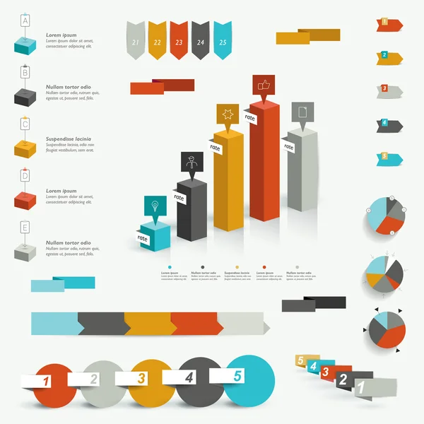 Coleção de elementos infográficos coloridos. Formas de vetor de negócios . — Vetor de Stock