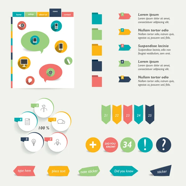 Colección de coloridos elementos de infografía plana. Negocios vector formas . — Archivo Imágenes Vectoriales