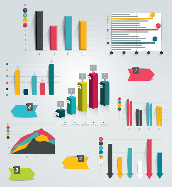 Big set of infographic charts. Vector.
