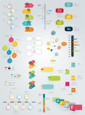 Big collection of timeline template. Vector infographic.
