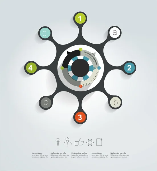 Schema di rete circolare. Grafico infografico. Bandiera vettoriale . — Vettoriale Stock