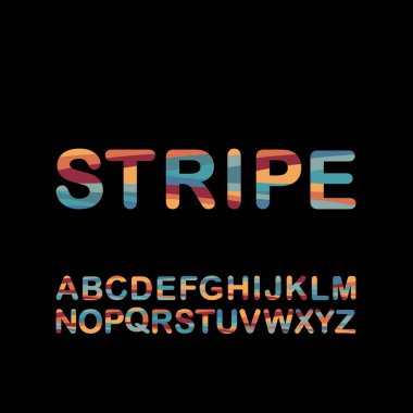 Alfabe harfleri çizgili yazı tipi. Siyah ve beyaz zebra tarzı.