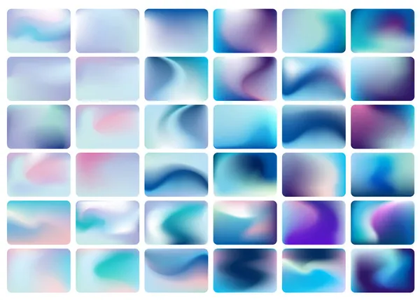 Fondo Holográfico Degradado Colorido Conjunto Texturas Azules Vector — Vector de stock
