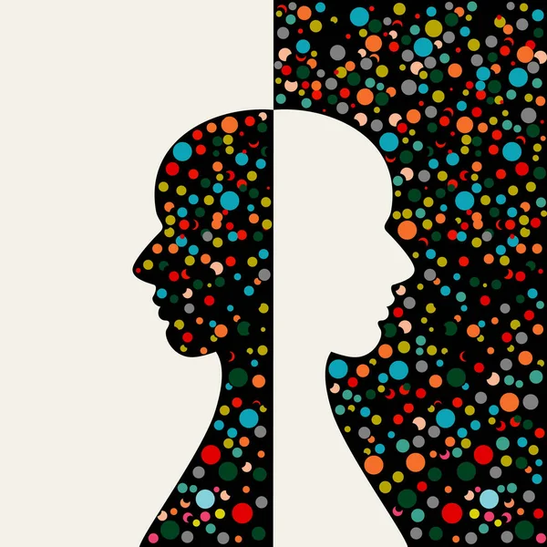 Κεφάλι Ανθρώπου Δύο Κεφάλια Στράφηκαν Ένας Εναντίον Του Άλλου Ψυχολογία — Διανυσματικό Αρχείο
