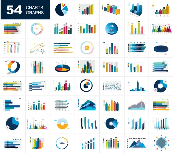 Grafy Grafy Mega Sada Infographics Obchodní Prvky — Stockový vektor