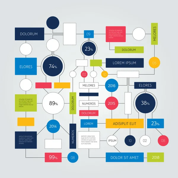 Flow Chart Scheme Diagram Vector Infographic — Wektor stockowy