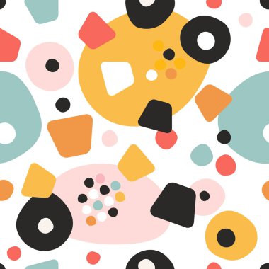 Renkli dairelerin kusursuz tekrarlama şekli, noktalar. Vektör.