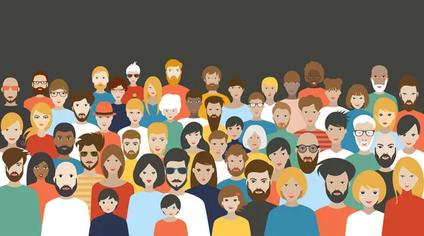 Crowd People Big Group Different People Vector — Stock Vector