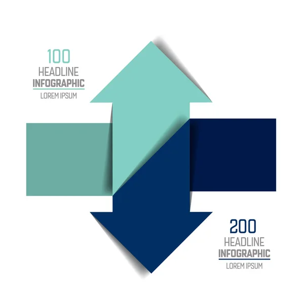 Dos Flechas Dirección Opuesta Infografía Gráfico Esquema Diagrama — Archivo Imágenes Vectoriales