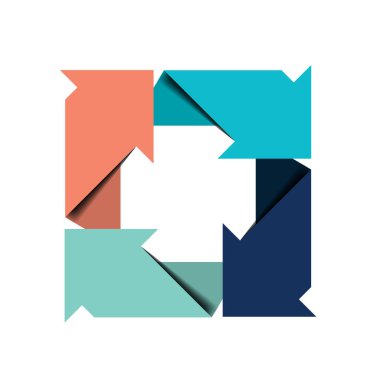 Ok kare Infographic bağlı. 4 adım tasarım. Vektör çizim.