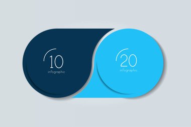 2 elements scheme, diagram. Two connected circles. Infographic template.