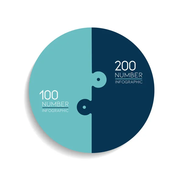 Circle Okrągłe Puzzle Infograficzne Dwuetapowy Wykres Schemat Szablonu — Wektor stockowy