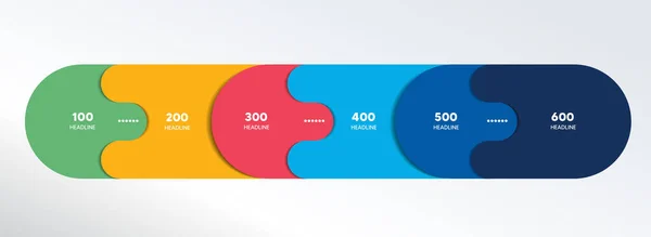 Elementen Schema Diagram Zes Verbonden Cirkels Infografische Template — Stockvector