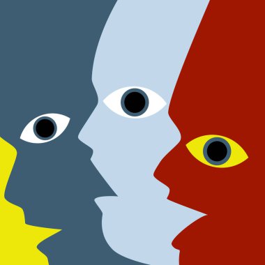 Korku, depresyon, sıkıntı, akıl hastalığı, psikolojik sorunlar. Vektör.