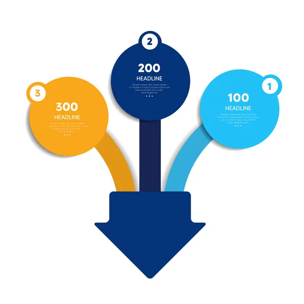 Drei Pfeile Die Einem Punkt Verschmelzen Grafik Diagramm Schema — Stockvektor