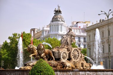 Cibeles çeşmenin üzerinde plaza de cibeles Madrid, İspanya