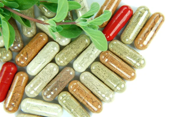 Closeup of herbal capsules — Stock Photo, Image