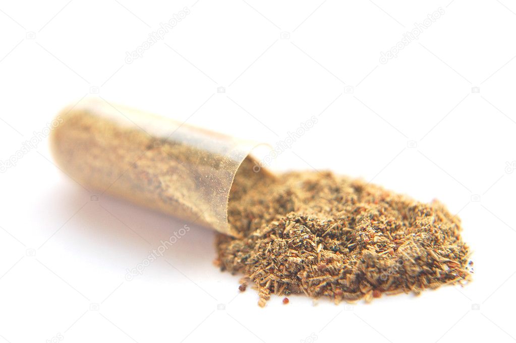 Closeup of herbal capsule