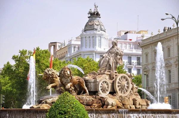 Στο σιντριβάνι Cibeles στην plaza de cibeles στη Μαδρίτη, Ισπανία — Φωτογραφία Αρχείου