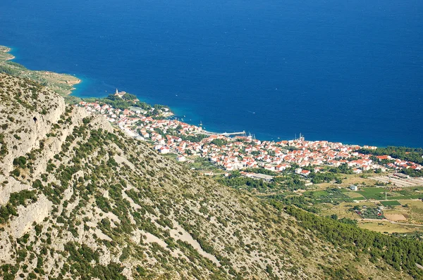 Espectacular vista panorámica desde Vidova Gora en Golden Cape en la isla de Brac, Croacia —  Fotos de Stock