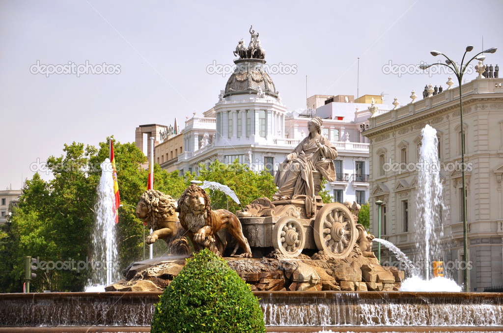 Cibeles Fountain on Plaza de Cibeles in Madrid, Spain