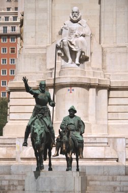 anıt miguel cervantes üzerinde plaza de espana de madrid, İspanya