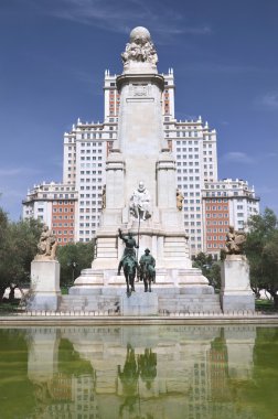 anıt miguel cervantes üzerinde plaza de espana de madrid, İspanya