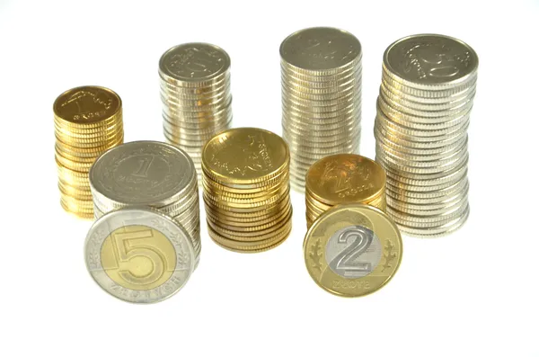 Hromádky mincí, polsky — Stock fotografie