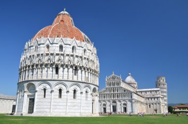 pisa, Toskana, İtalya ve mucizeler meydanında leaning tower of view üstün