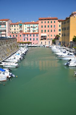 ısmarlayarak tekneler şehir kanal Livorno, İtalya
