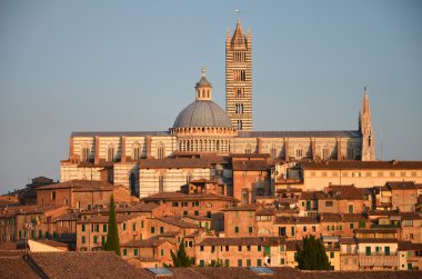 muhteşem panorama Siena günbatımı, Toskana, İtalya