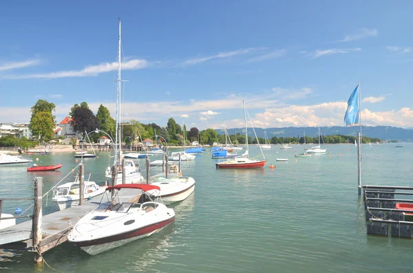 Picturesque marina in Wasserburg on Lake Bodensee, Germany — Stock Photo, Image