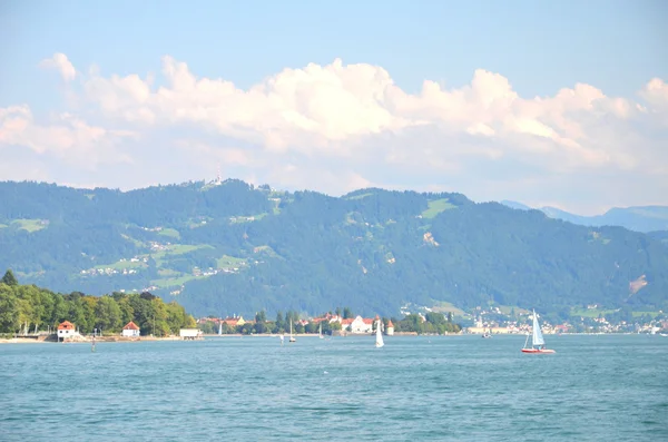 Malebná krajina jezera bodensee poblíž lindau, Německo — Stock fotografie